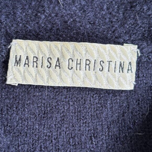 Vintage Polo Collar Knit Wool Equestrian Horse Cardigan Sweater Navy Blue Medium - Picture 9 of 11